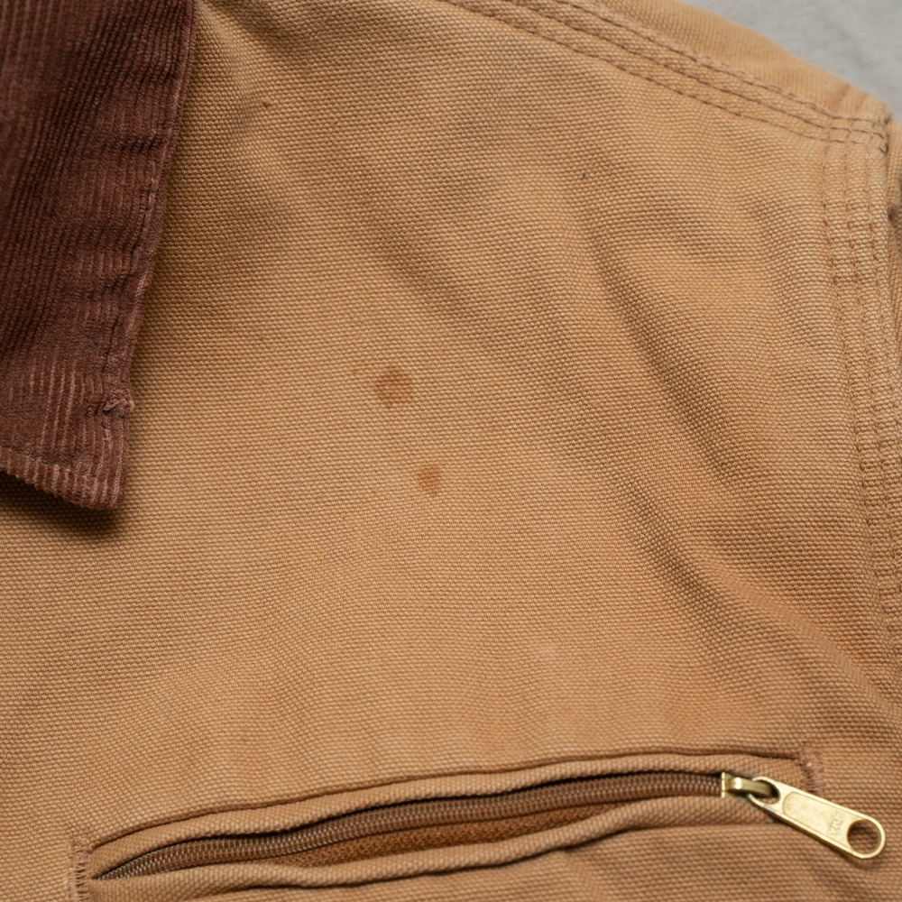 Vtg Carhartt Brown Detroit Blanket Lined Jacket J97 Size Small Corduroy Collar - Picture 13 of 16